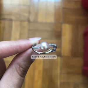 Sterling silver twisted pearl ring